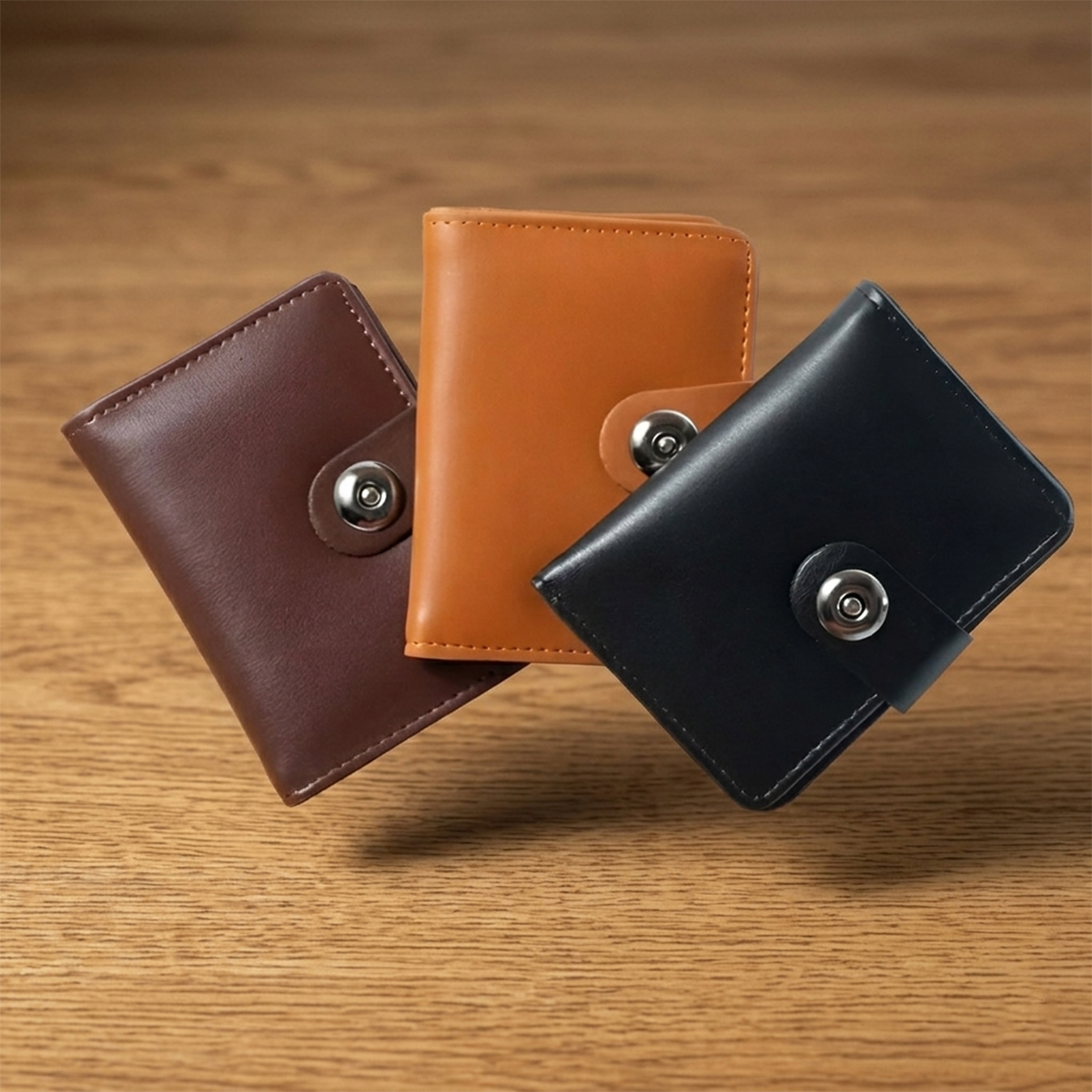 Genuine Leather Slim Bifold Wallet for Men - 5-Card Holder with Magnetic Closure