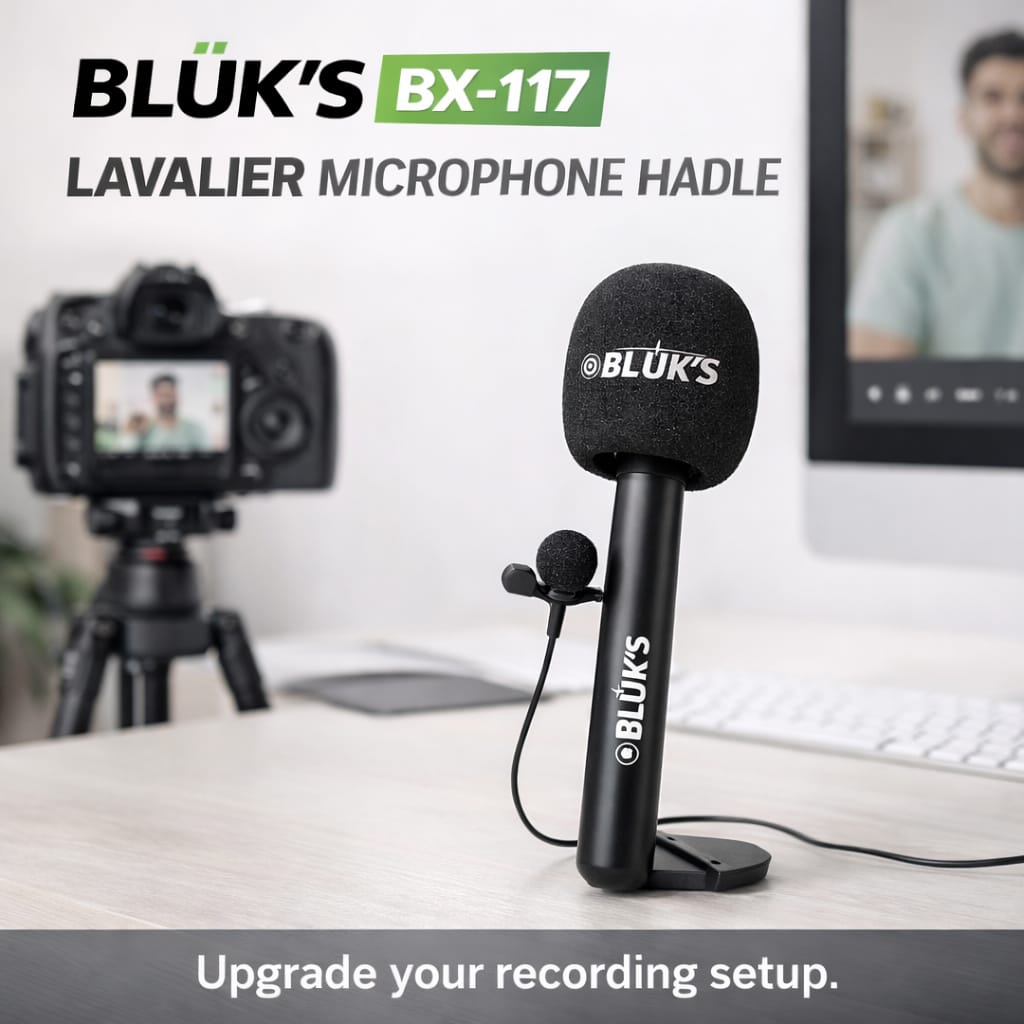 WKSHOP BLUK’S BX-117 Lavalier Microphone Handle Accessories | Professional Mic Handle for Lavalier & Clip Microphones | Noise Reduction Grip | Durable Lightweight Design | Ideal for Vlogging, Interviews, YouTube, TikTok, Podcasting & Content Creation