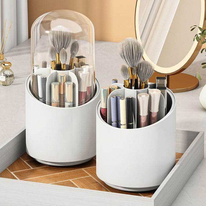 360° Rotatable Makeup Brush Holder | Rotating Cosmetic Organizer | Makeup Brush Storage Stand | Beauty Accessories Organizer