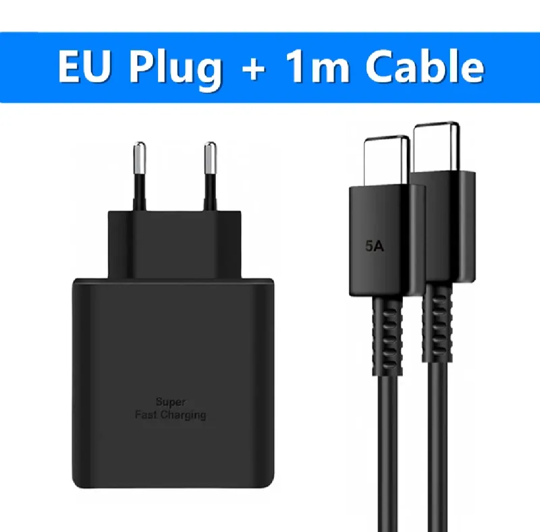 Original 45w PD 2.0 Super Fast Option Adapter With Type-C To Type-C Cable For All Androids Phones_Best For S20,S21,S22 Ultra ,A59, A32, S10, Note10,S8
