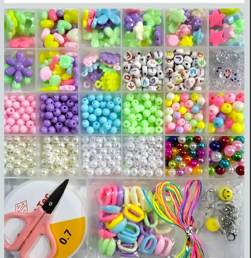 Beads Set for Jewelry Making â€“ DIY Craft Kit for Bracelets, Necklaces & Earrings (8x7.5 Inches)
