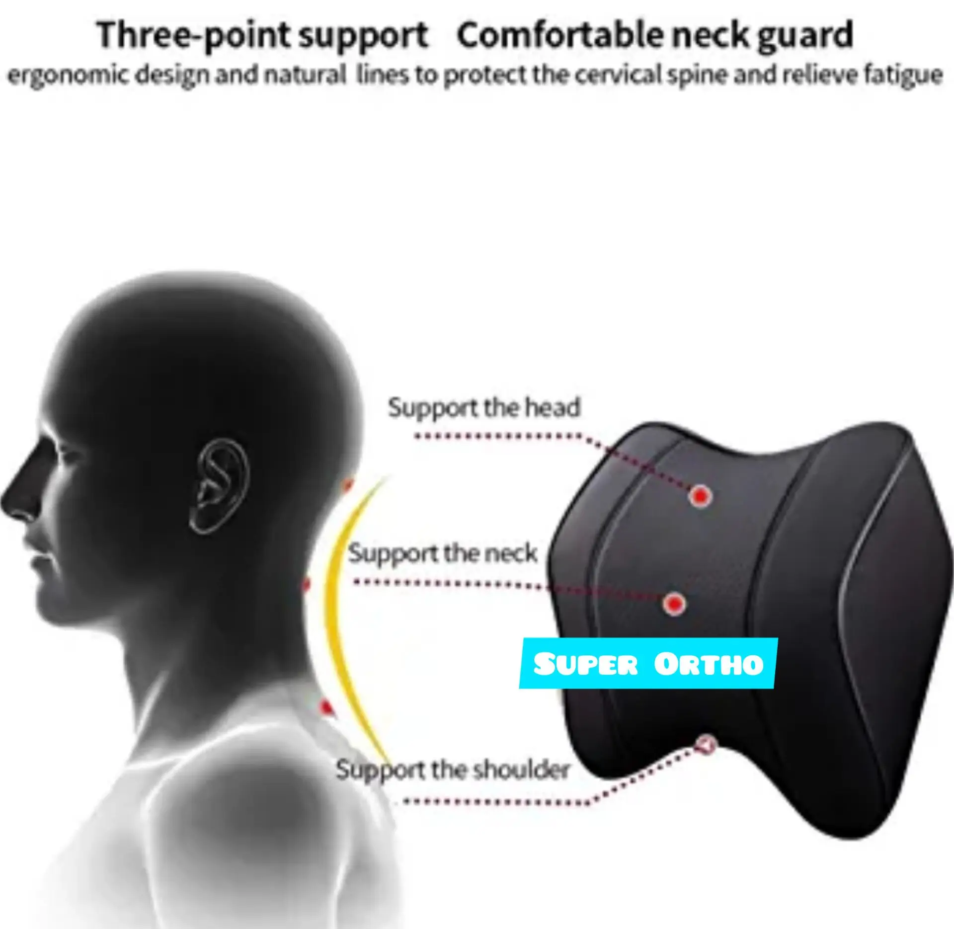 Car Seat Headrest Neck Rest Cushion - Ergonomic Car Neck Pillow Durable  100% Pure Memory Foam Carseat Neck Support - Comfty Car Seat Back Pillows  for Neck/Back Pain Relief (Black 2pcs)