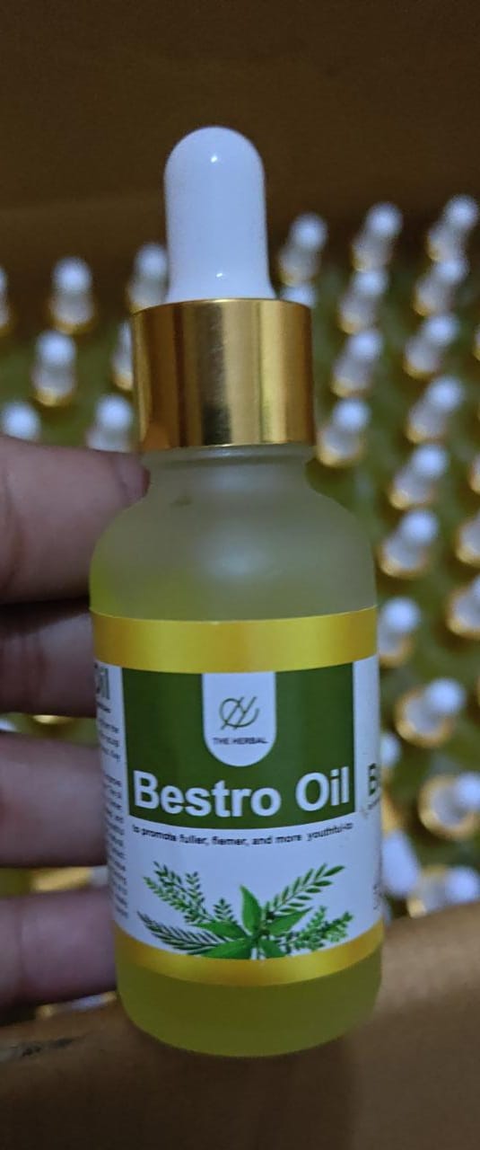 تصویر میں دکھائی گئی پروڈکٹ "The Herbal" برانڈ کا Bestro Oil (بیسٹرو آئل) ہے۔ یہ خواتین کے لیے ایک جڑی بوٹیوں سے تیار کردہ ہربل مساج آئل ہے۔