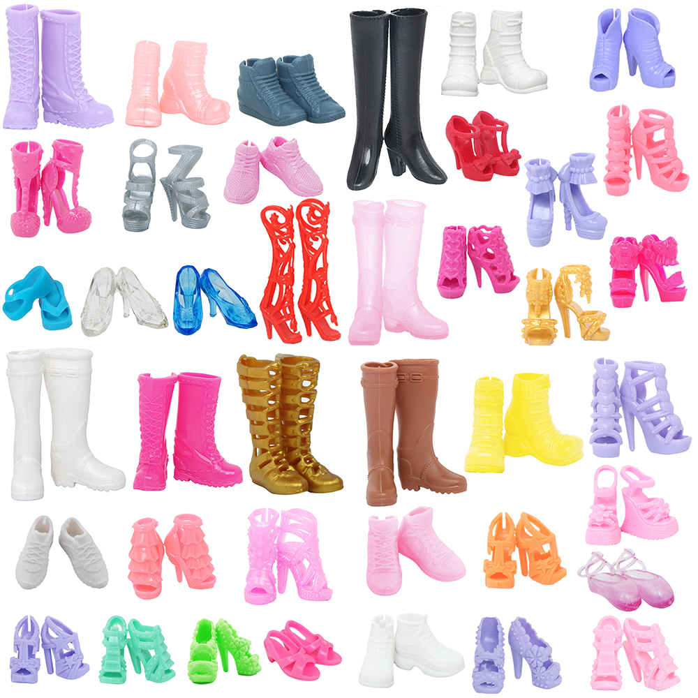 10 Pcs Mixed Style 11.5'' Girl Doll Shoes Colorful Boots High Heels Shoes Daily Wear Slippers Sport Shoes 30cm Doll Toy 