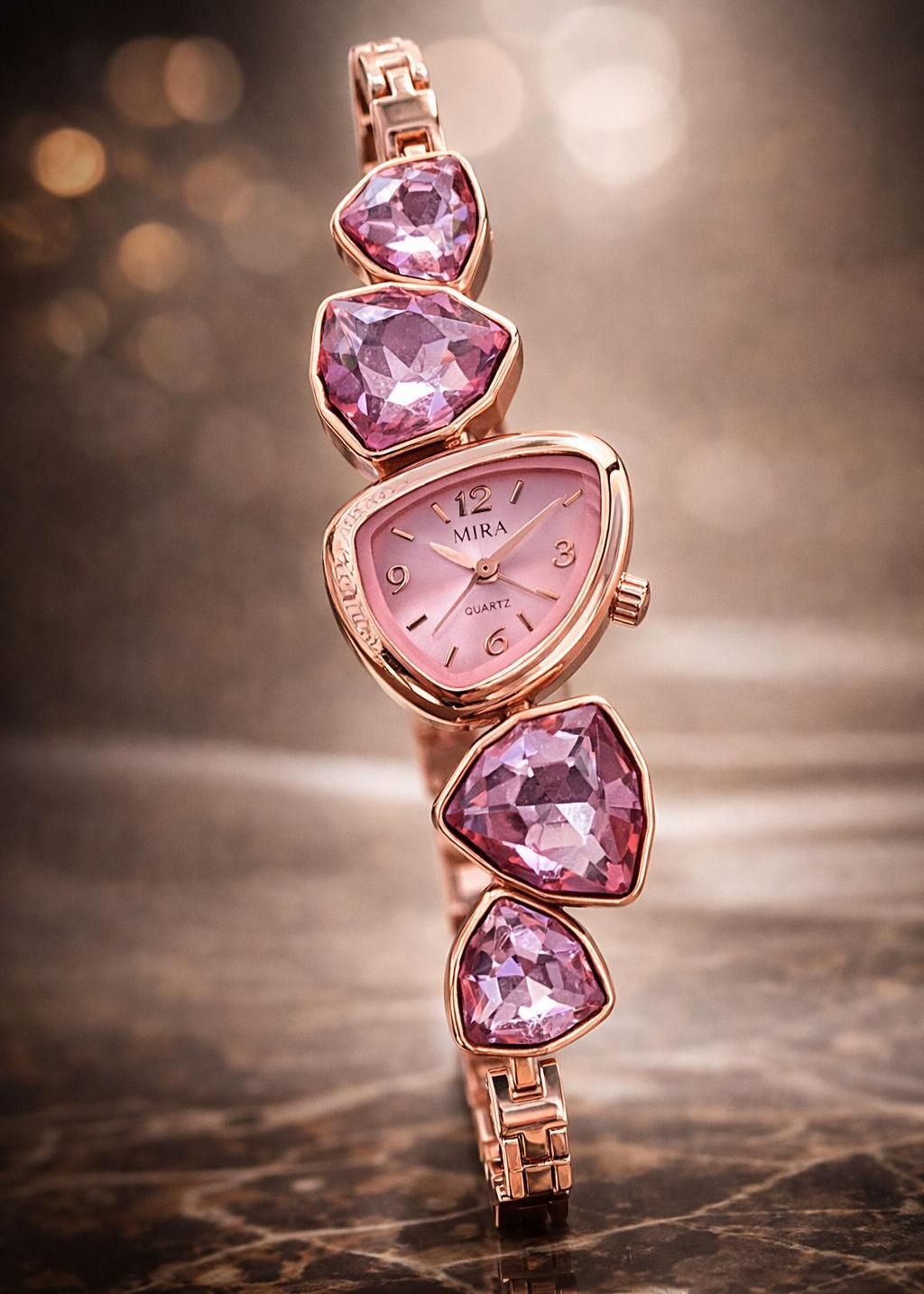 Luxury Diamond Design Women Wrist Watch – Stylish Bracelet Watch for Girls – 5 Color Elegant Stone Strap Watch