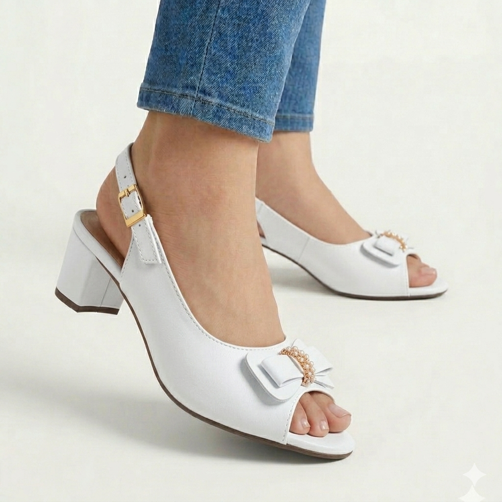 American Womens Bow Heel Layered Cowhide Thick Heel Women's Sandal Square Toe Leather Sandals Bow Shallow Heel