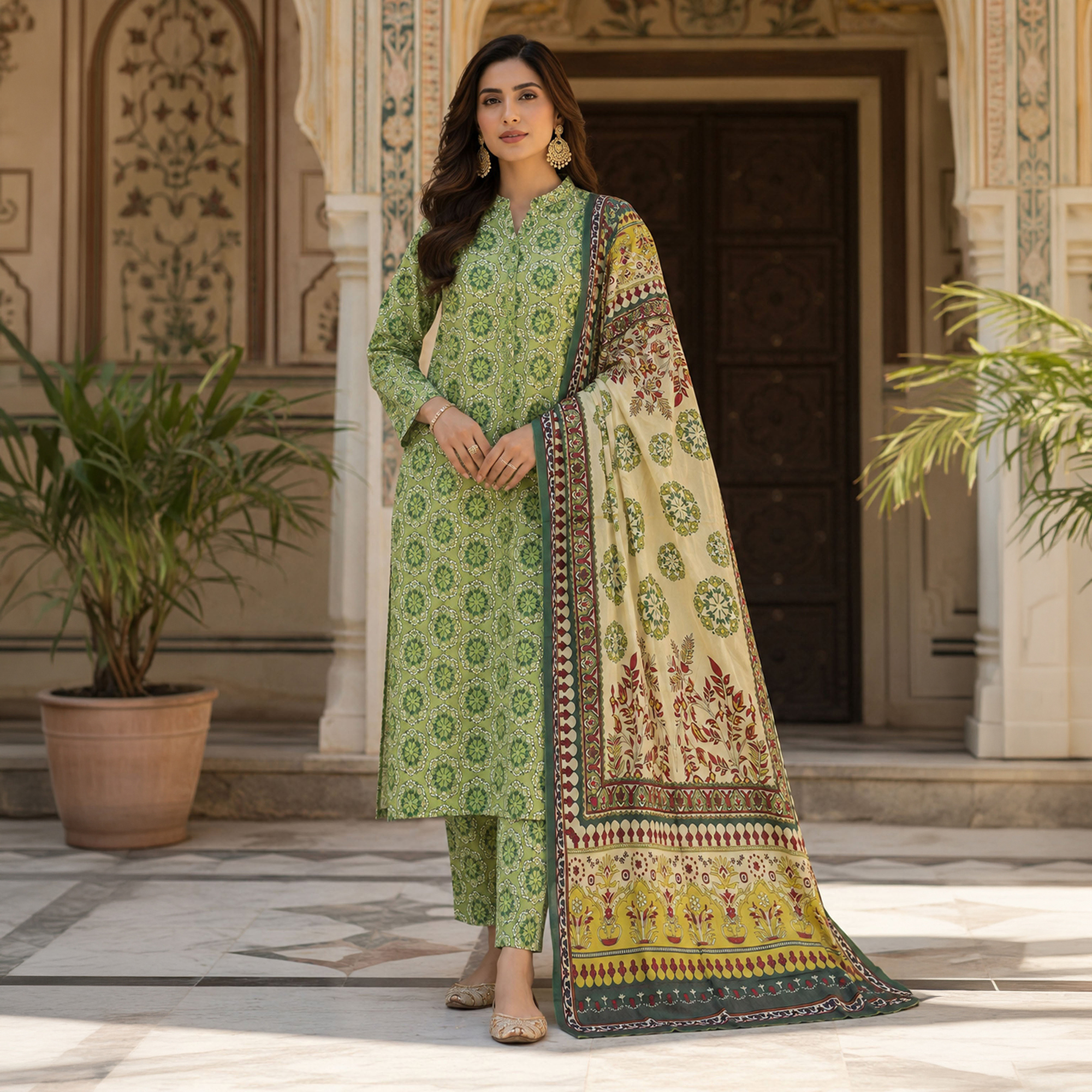 Kleren 3 Piece Unstitched or Stitched Digital Printed Doria Lawn Suit for Women with Digital Printed Doria Lawn Shirt & Trouser and Digital Printed Lawn Dupatta - Summer Collection 2026 - Design code : Farda F-36