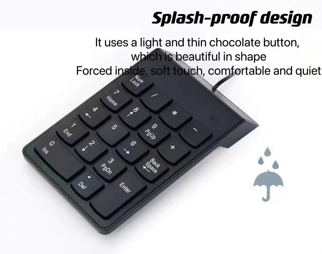 USB Numeric Keypad Wire Numpad Digital 19 Key Mini Keyboard For PC Laptop Notebook Tablets Accounting Number Pad Bank Stocks