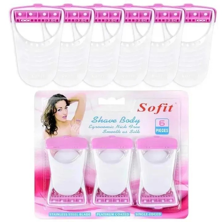 Sofit Shave Body Razors – 6 Pieces | Safe & Smooth Hair Removal for Women | Single Blade, Ergonomic Grip