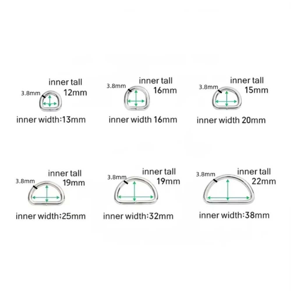 5pcs Metal D Ring Buckle for Webbing Backpack Bag Parts Leather Craft Strap Belt Purse Pet Collar Clasp High Quality Metal