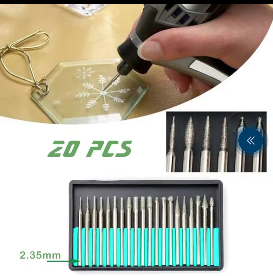 20pcs/set Diamond Drill Nail Bit 3mm Cuticle Dead Skin Clean With Storage Box Nail Files Manicure Tools For Grinding Polishing Peeling Drill Carving