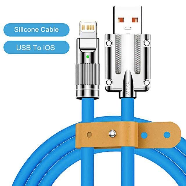BYZ USB to Lightning 1.2 Meter Silicone soft Data Cable 120watt for iPhone - Fast Charging - Fast Sync - Durable Product - Fast Data Transfer price in Pakistan