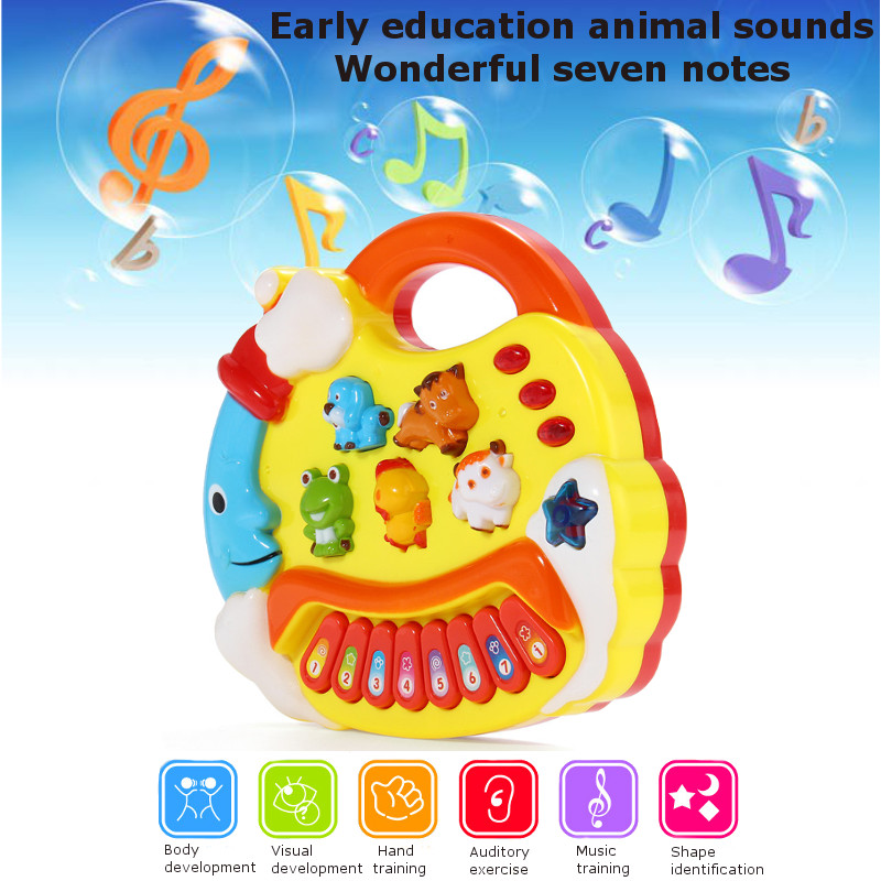 SUPER TOY Plastic Musical Piano Toy with Animal Sound for Kids (Multicolor) (Without Battery)