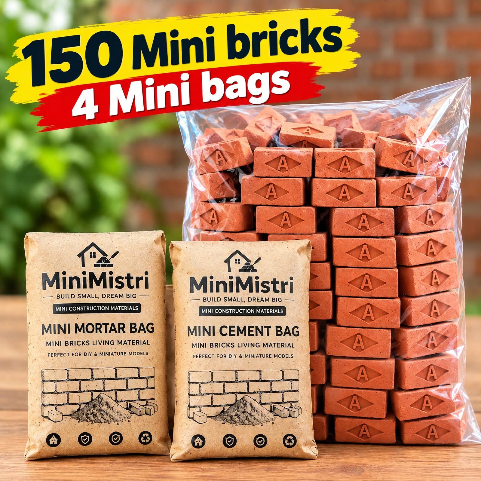 120 PCS Mini Bricks for Miniature House Building | DIY Crafts | Doll House Construction | School Project Building Blocks