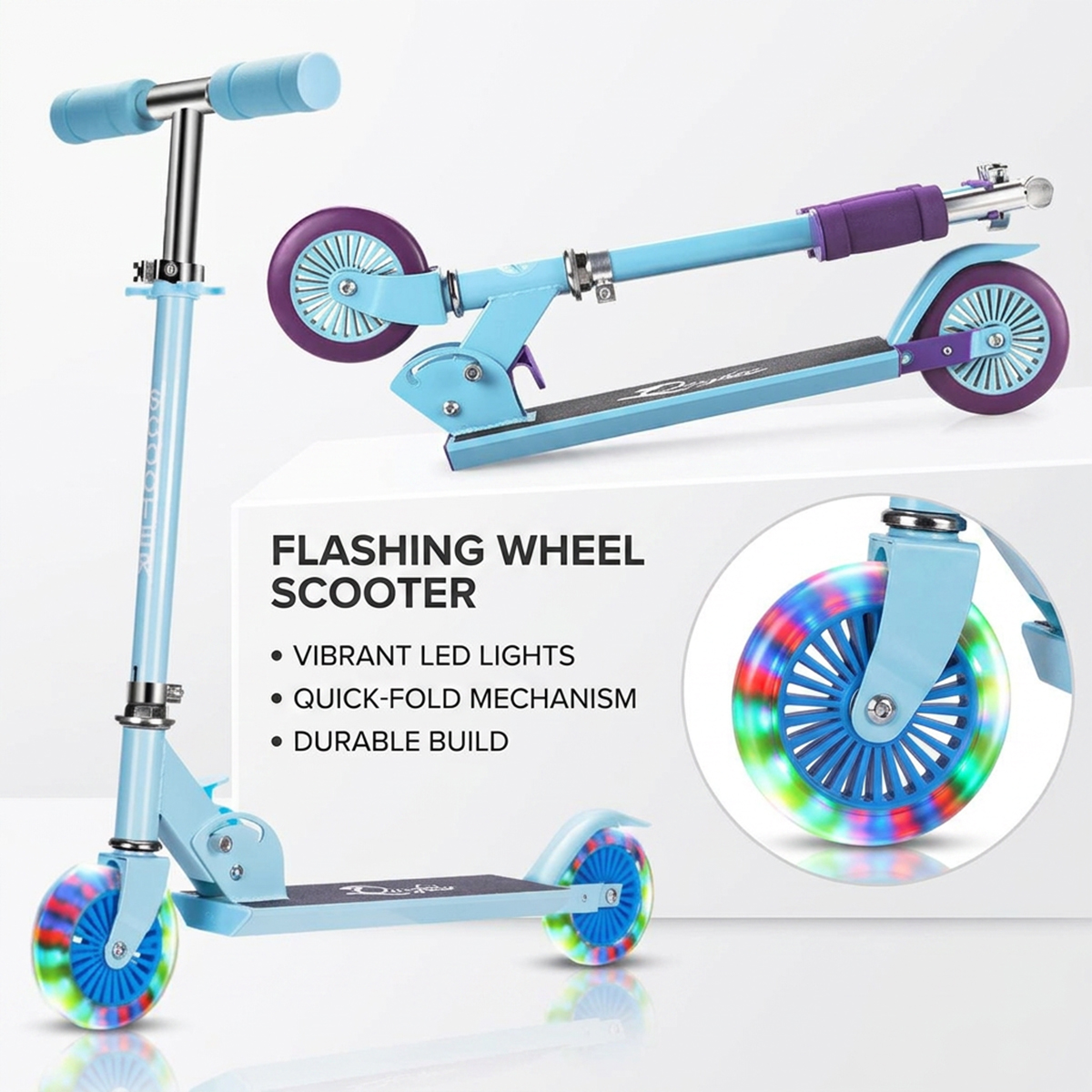 Flash LED Light Up Replacement Wheels For Kids Scooter and Bicycle Aid Wheels Fun LED Light Effect While Riding