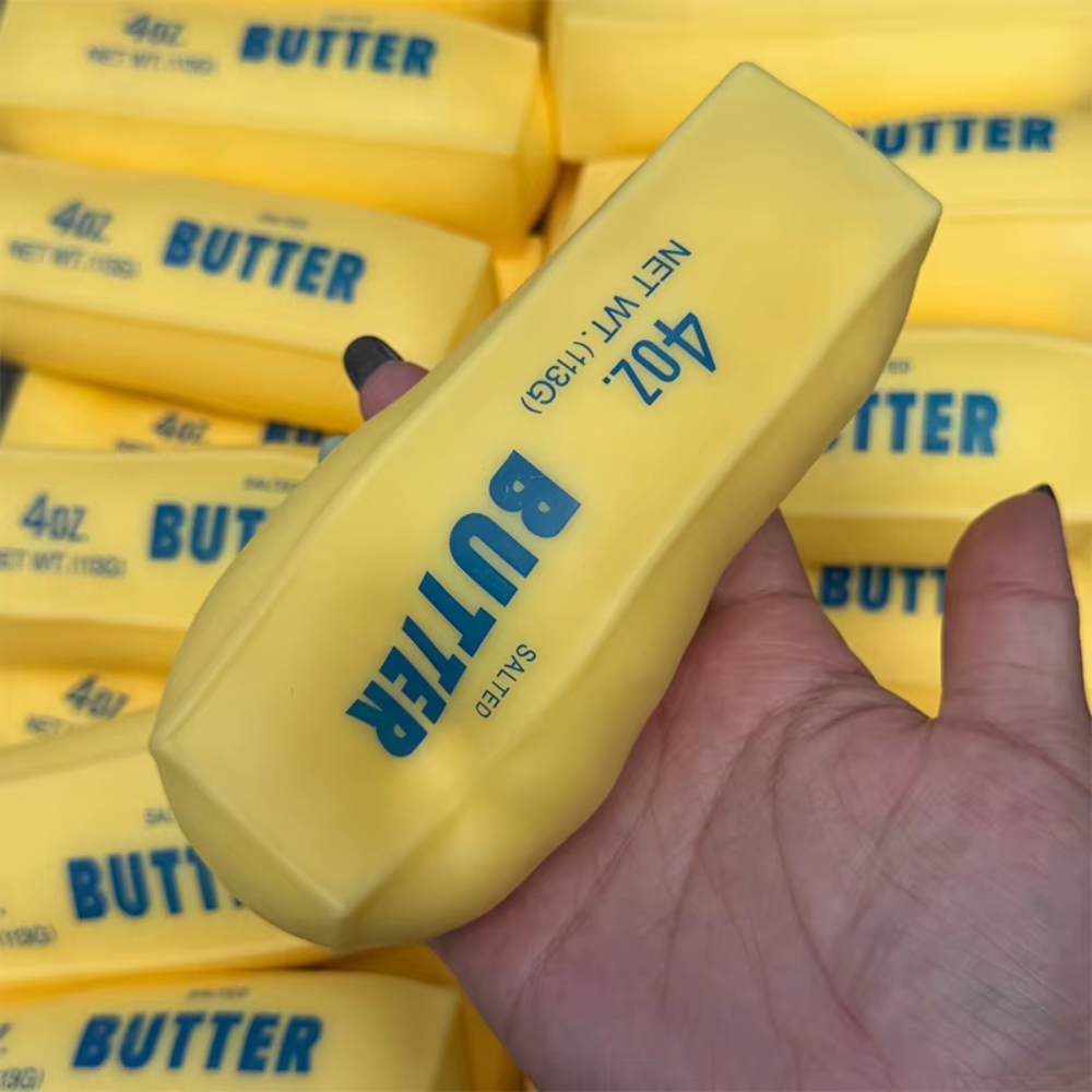 Butter Stick Squishy Stress Ball ADHD Fidget Toy Crunchy Squeeze Toy Round Blocks Filled ASMR Anti Stress Release Hand  Toy