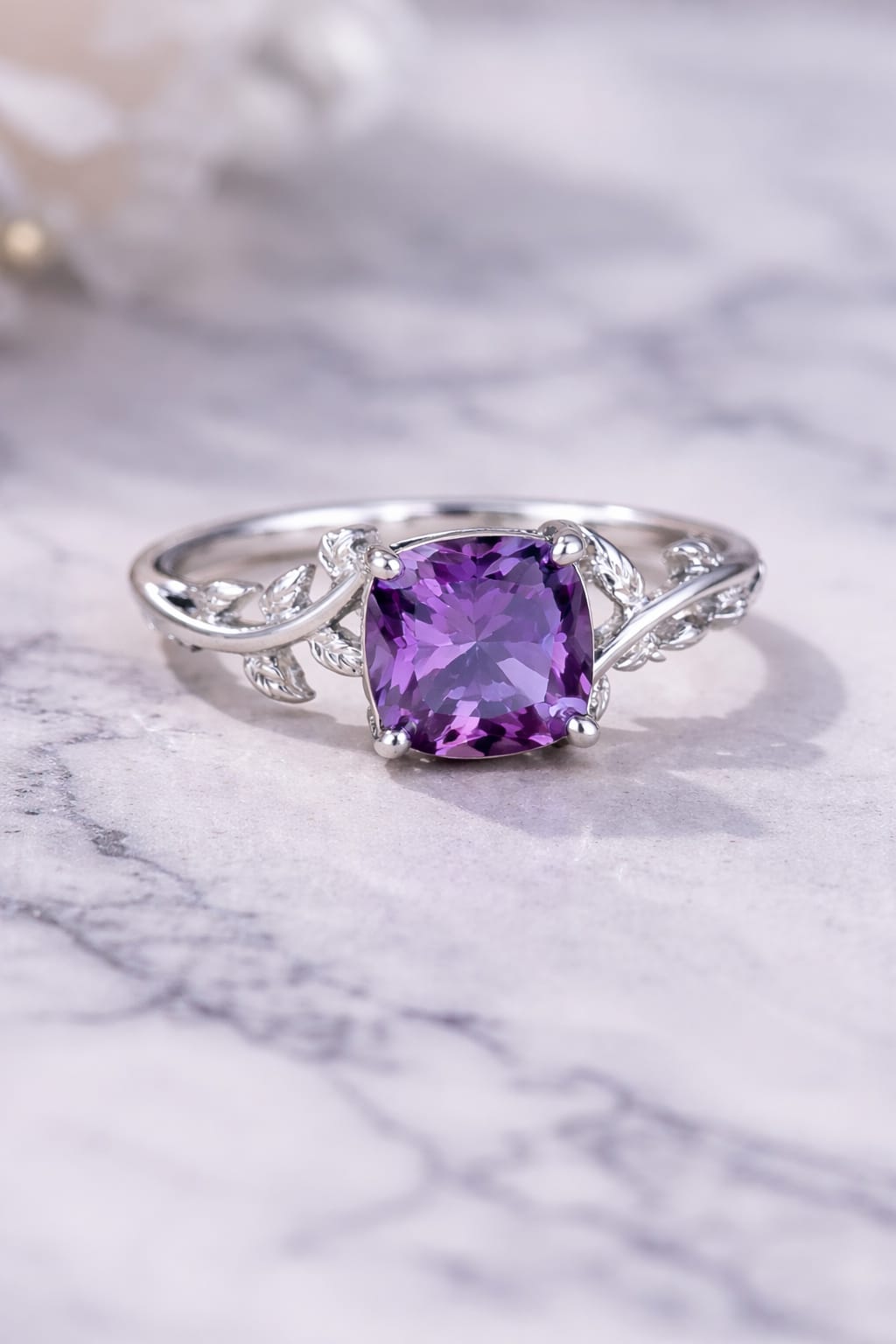 Purple Zircon Engagement Ring for Women Shiny Purple Stone Ring for Girls Fashion Jewelry Gifts for Girls