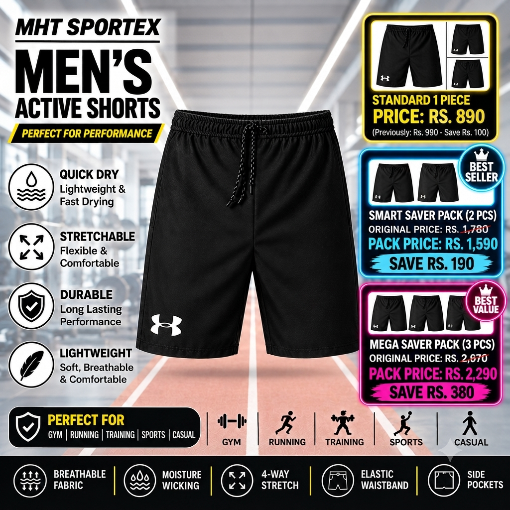 Pack of 2 Women's & Men Swimming or Yoga Shorts