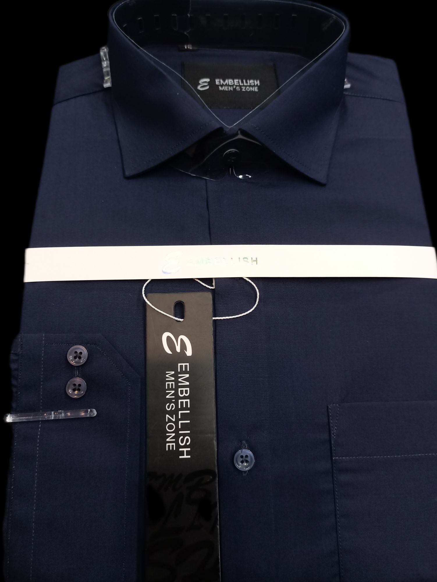 Embellish Imported Fabric (Navy Blue) Formal & Casual Shirt For Men(Cotton)