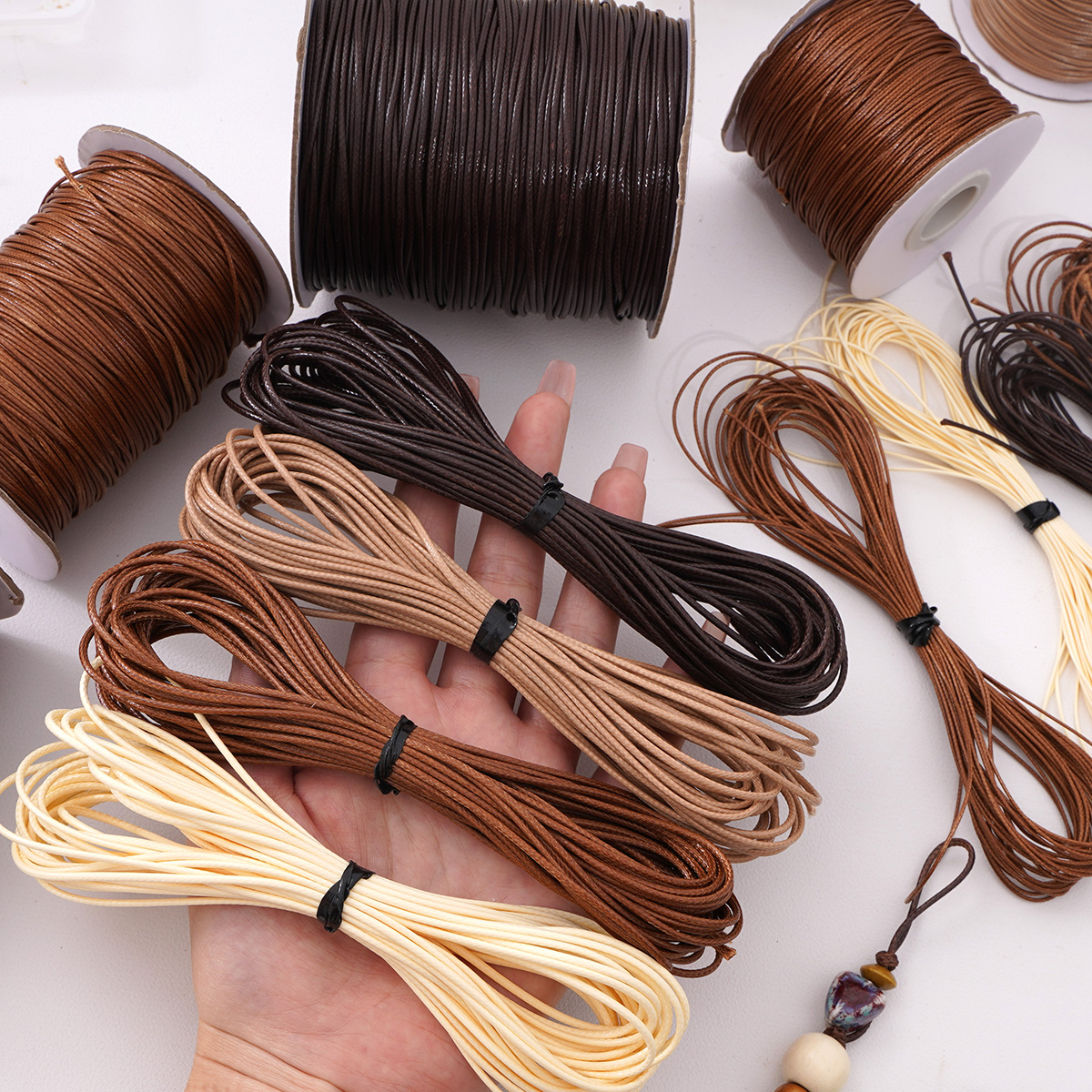 0.8-1.5mm Faux Leather Line Wax Cord Thread Durable String For DIY Necklace Bracelet Handicraft Jewelry Making Accessories