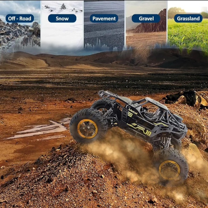 Toyz Remote Control Plastic Racing Car, Rock Crawler 4 Wheel Drive Metal Alloy Body Remote Control Rock Climber High Speed Monster Car (Assorted Colour)