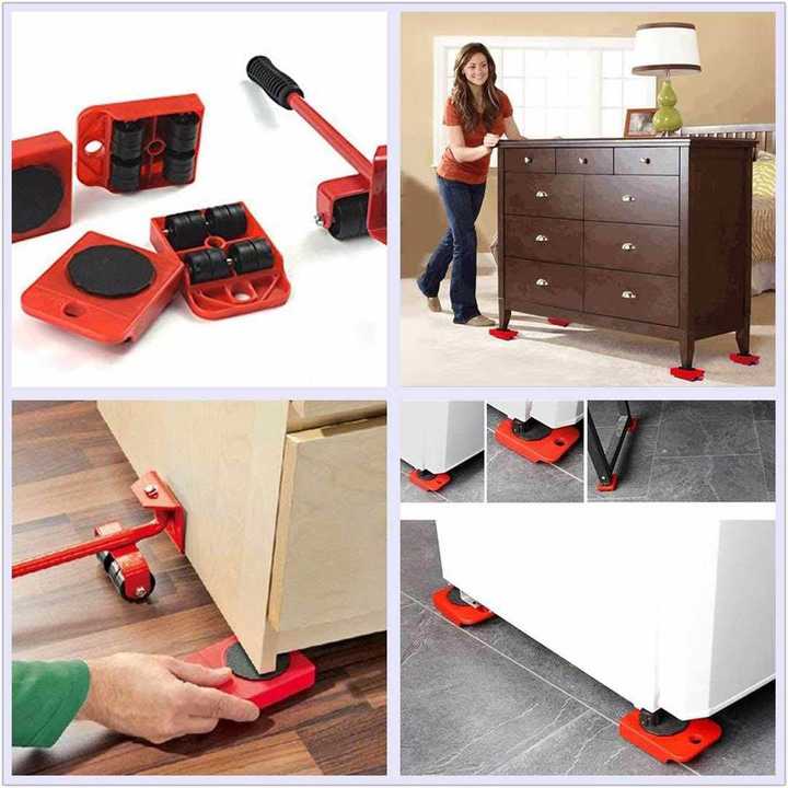 5 Pcs Furniture Lifter Moving Tool Set | Heavy Furniture Lifting Jack | Furniture Mover Tool | Home Moving & Cleaning Tool