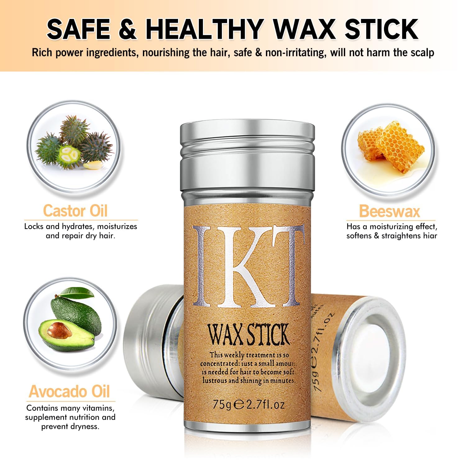 IKT Hair Wax Stick for Styling - Non-greasy Pomade for Women's Flyaways, Edge Frizz | Slick Stick for Frizzy Hair