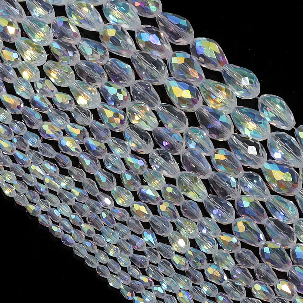 3/4/6/8/10mm White AB Teardrop Austrian Crystal Glass Beads Transparent Loose Beads For Diy Jewelry Making Craft Supplies