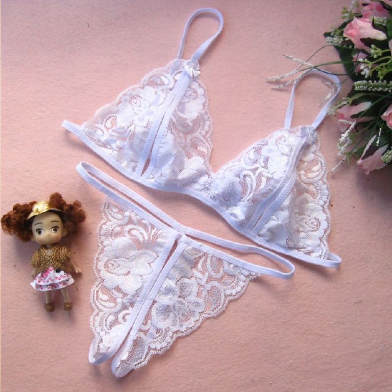 (Cup Size Small) -   Elegant Lace Bra & Panty Set | Halter Neck, V-Cut Lingerie