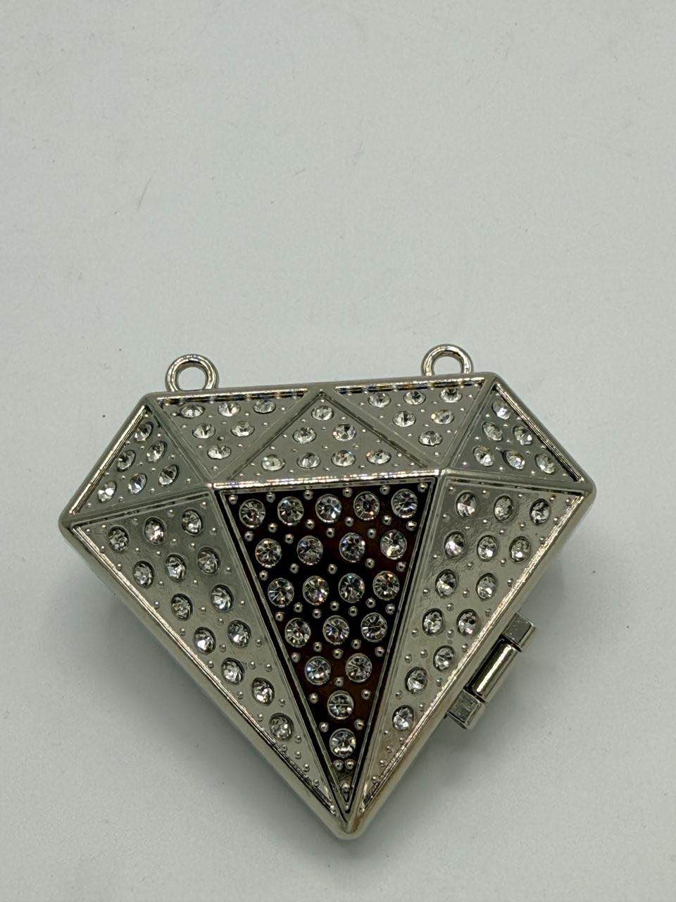 Mini Metallic Diamond Style Clutch with long chain for Women & Girls