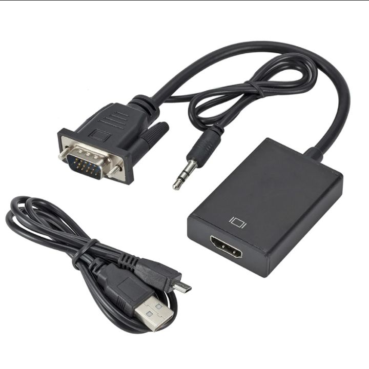 VGA TO HDMI Converter Adapter With Audio Cable USB Power 1080P HD VGA TO HDMI Adapter Cable Connecter for HdTV -PC and Laptop