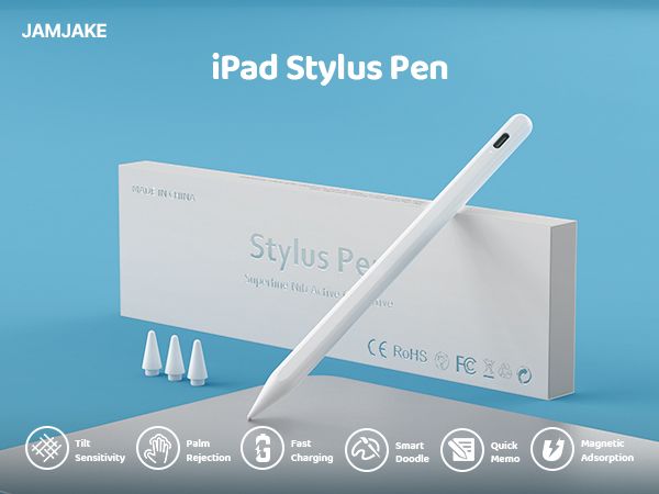 Stylus Pen for iPad with Palm Rejection, Active Pencil Compatible with  (2018-2022) Apple iPad Pro (11/12.9 Inch),iPad Air 3rd/4th Gen,iPad 6/7/8th  Gen,iPad Mini 5th Gen for Precise Writing/Drawing – JAMJAKE