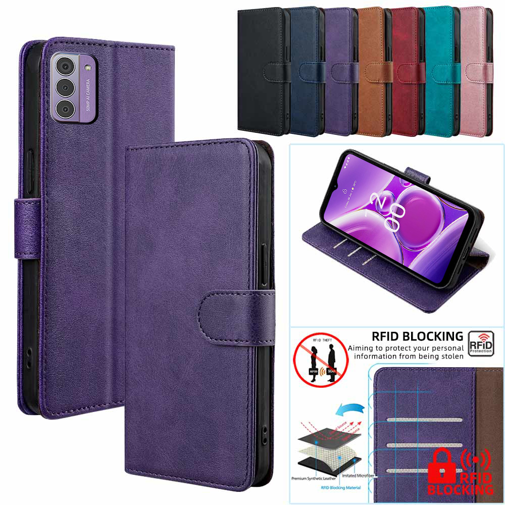 Leather Wallet Mobile Phone Case for Nokia G42 G22 G21 G11 G310 C32 C22 Protective Cover Card Slots Holster With RFID Blocking