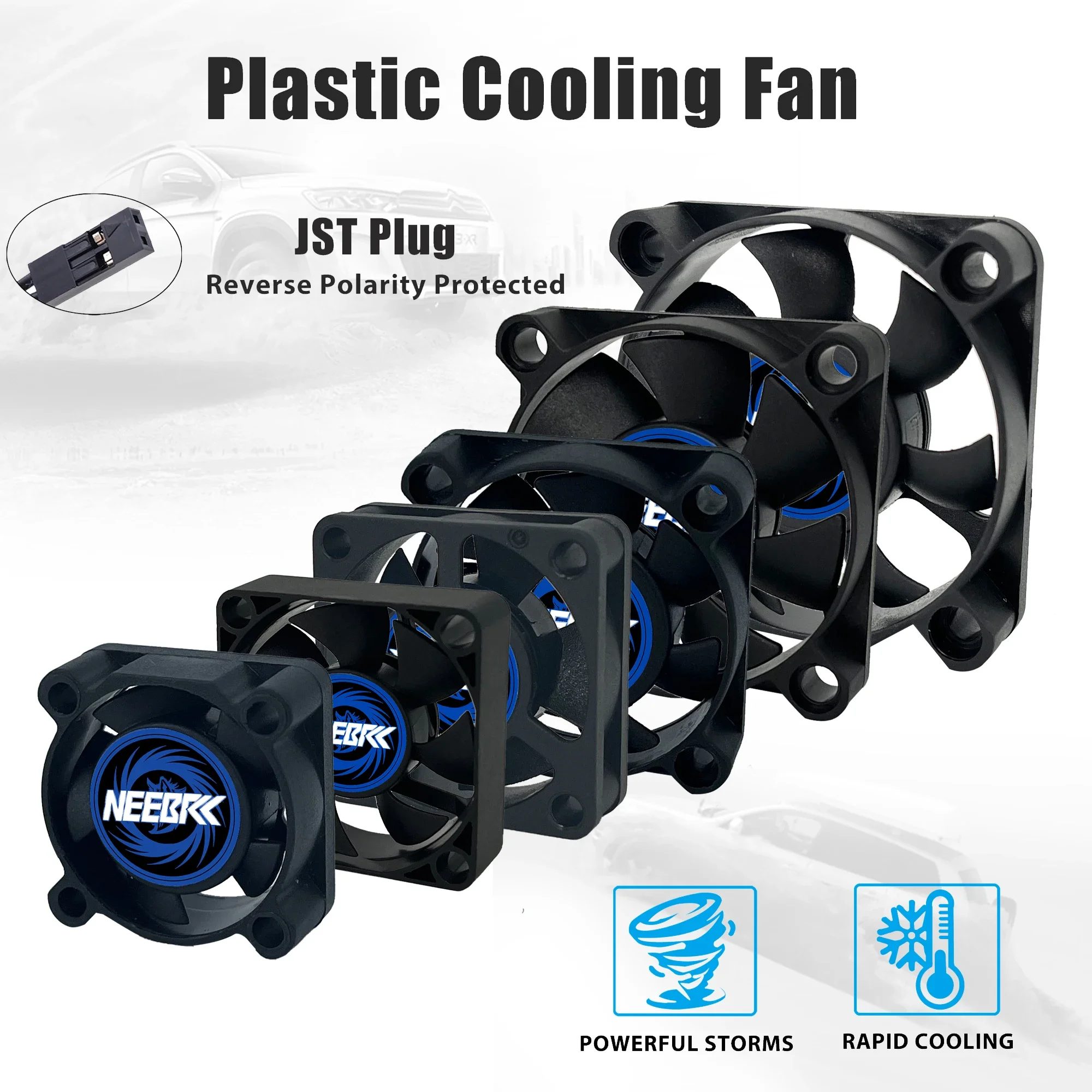 NEEBRC 25/30/35/40/45/50mm RC Motor Cooling Fan High Wind Rapid Heatsink 10000-30000RPM 5V-12V JST Plug for 28/36/42mm Motor ESC