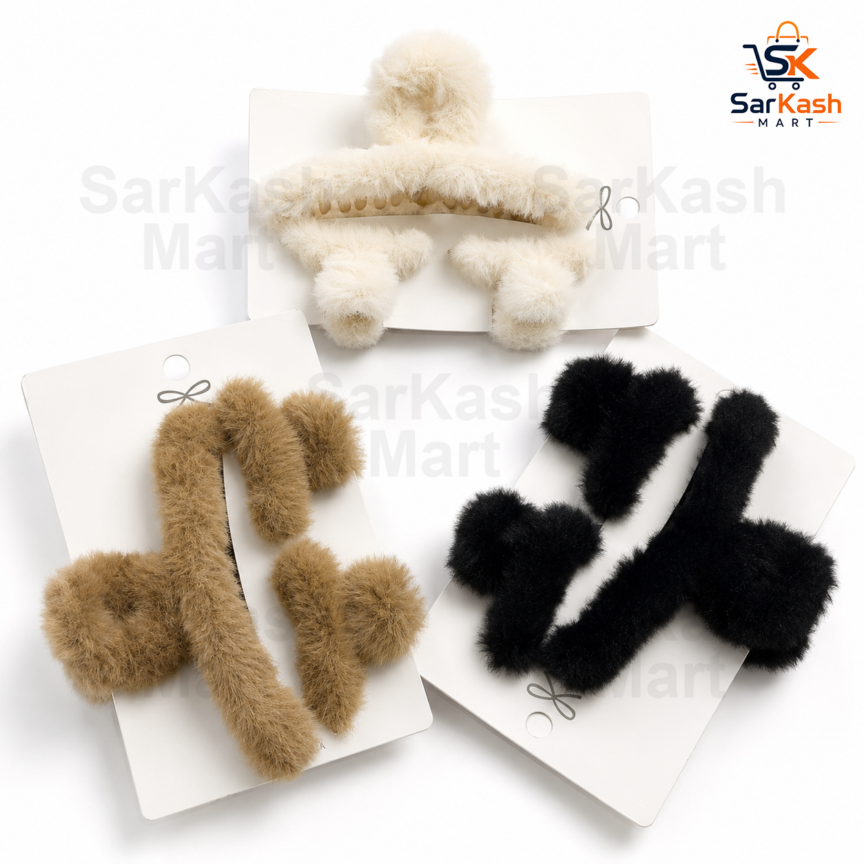 Pack of 3 pcs Fluffy Faux Fur Hair Claw Clip for Women & Girls | Soft Plush Hair Catcher | Korean Style Hair Clip | Elegant Hair Accessory