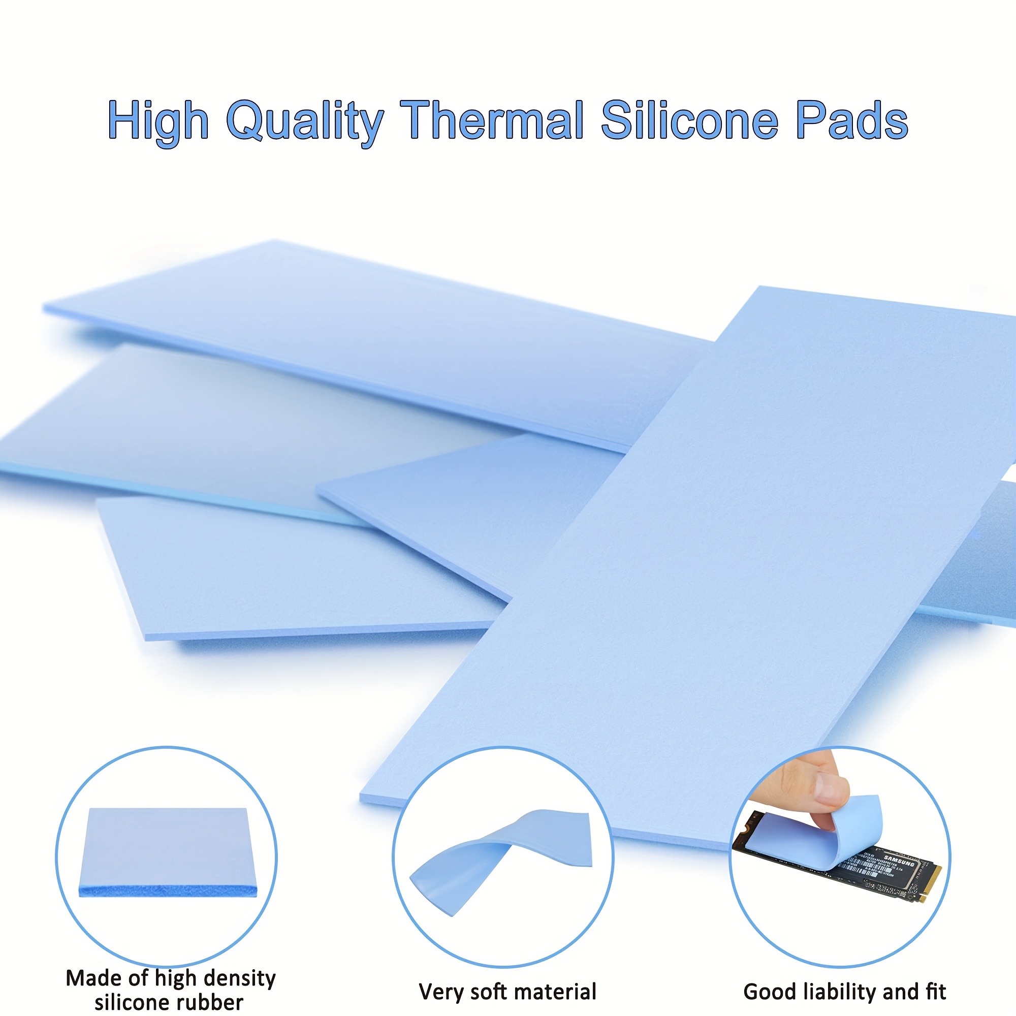 LDPCSJ Silicone Heat Sink Pads for M.2 2280 SSD NVMe, CPU & GPU Cooling - 12pcs or 6pcs, Thermal Gel Pads