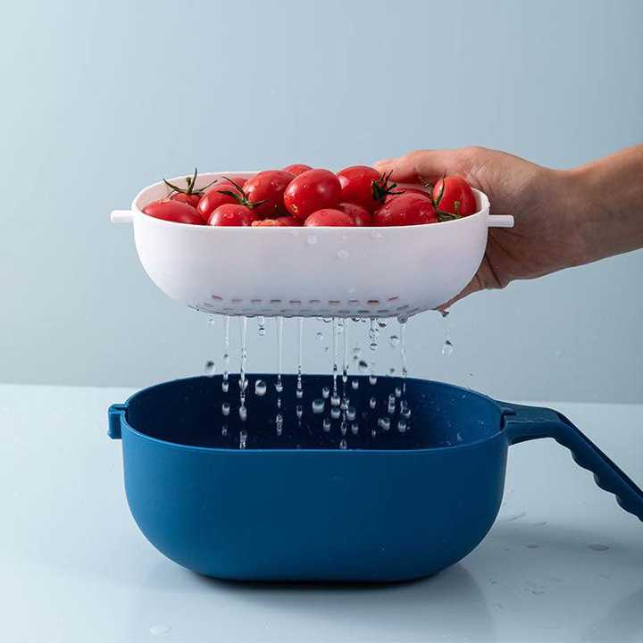 Multifunction Vegetable Chopper & Slicer with Drain Basket – Manual Food Cutter & Washing Basket