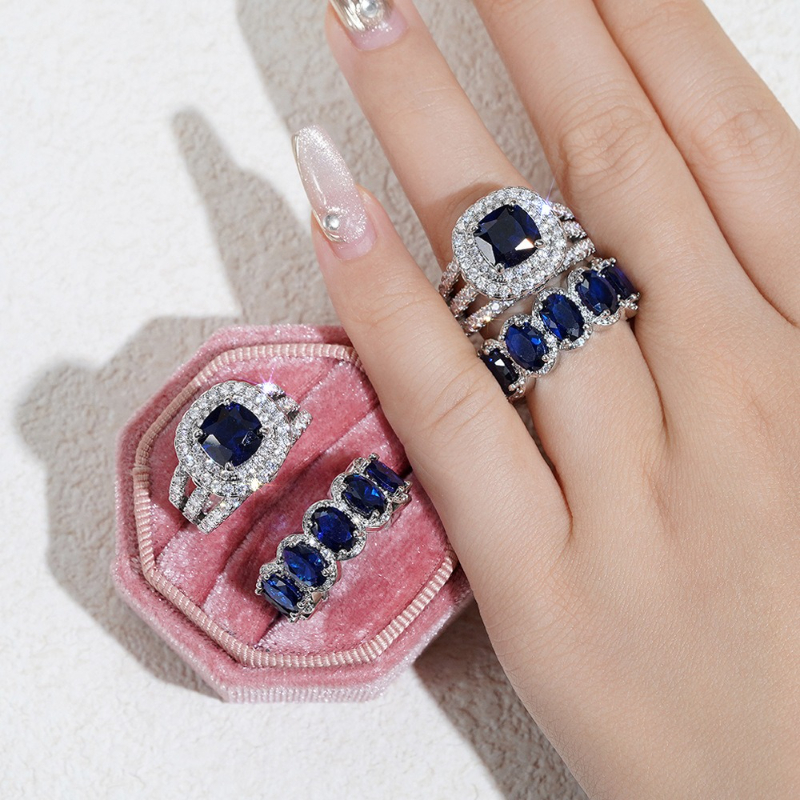 Europe and The United States Fashion Shining Double Layer Ring Ladies Luxury Exquisite Wedding Banquet Jewelry 