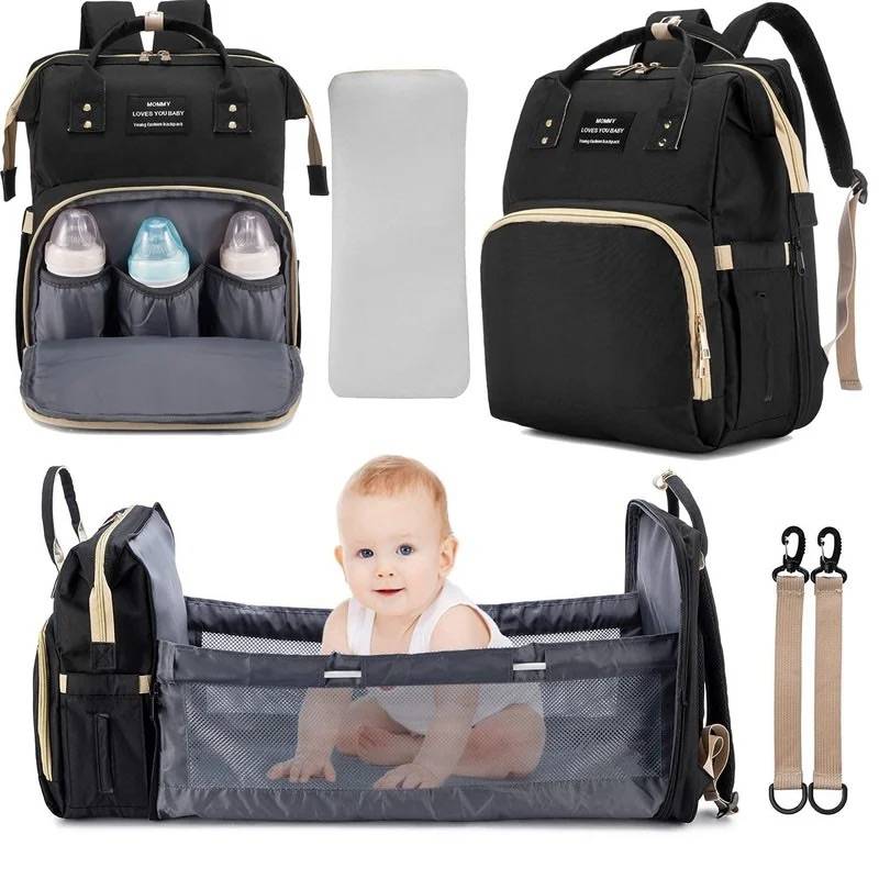 Pipi bear Nappy Changing Bag, Multi-functional Waterproof Travel Diaper Bag  Backpack with Changing Pad (Black) – RissaBaby Nursery