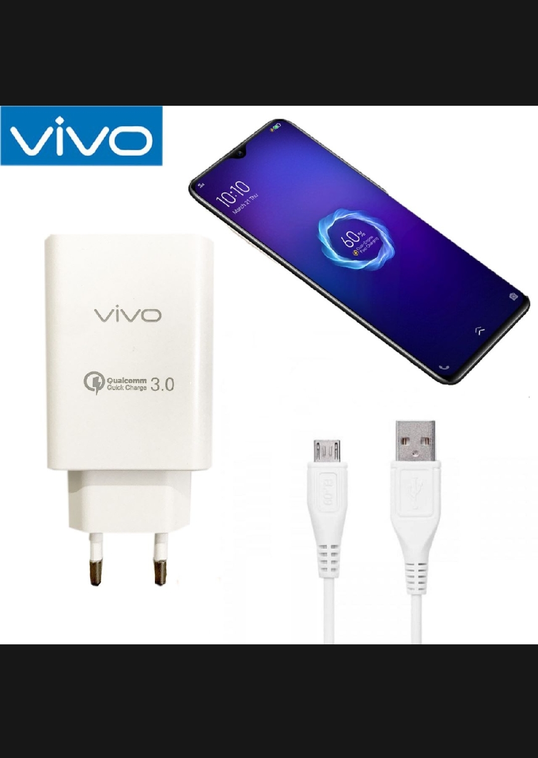 GADAGETERS USB TO B TYPE CHARGER FOR VIVO | OPPO | Vivo Original Charger With Original vivo Micro usb Cable Gives Super Fast Charging Experience To All Vivo Mobile Phones
