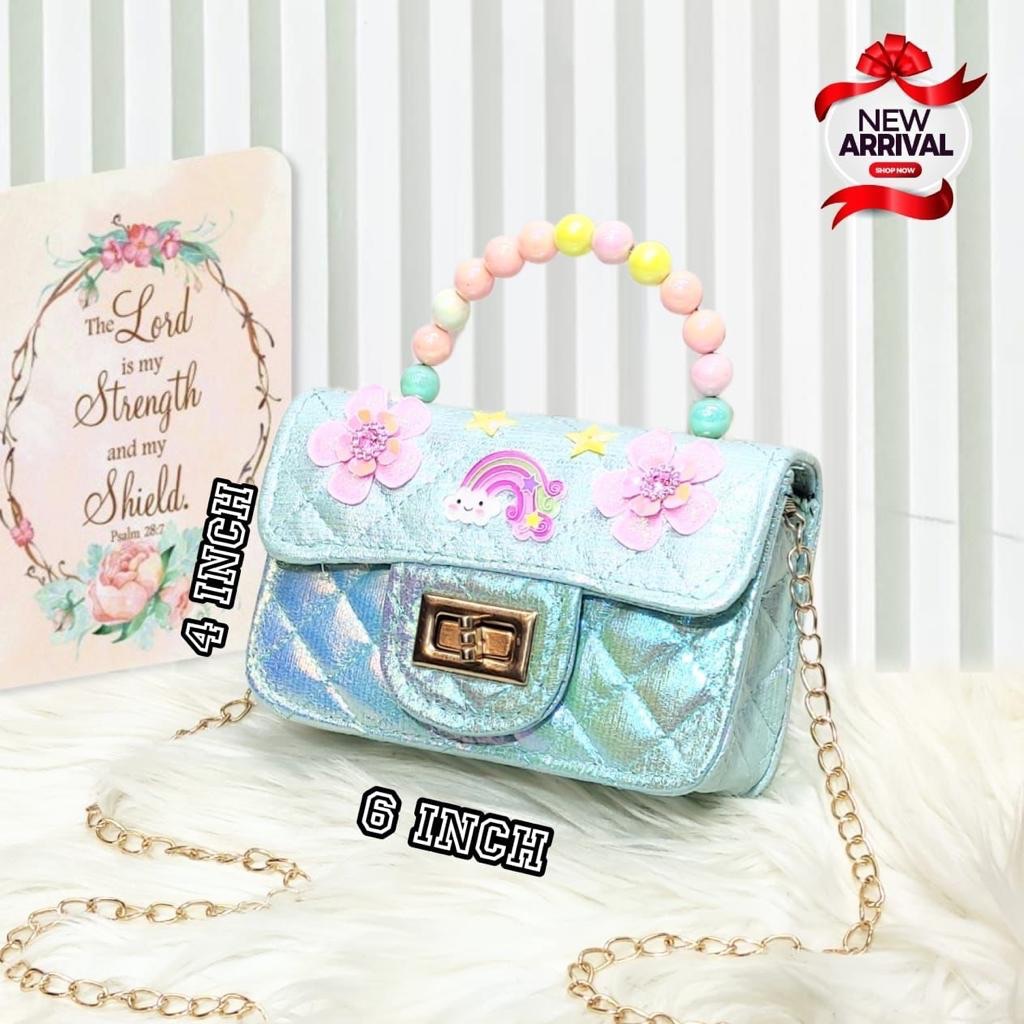 Kids Small Purse and Hand bag Cute Baby girls Pearl Cross body bags Little  girls Party Hand bags tote and Long chain Shoulder bags