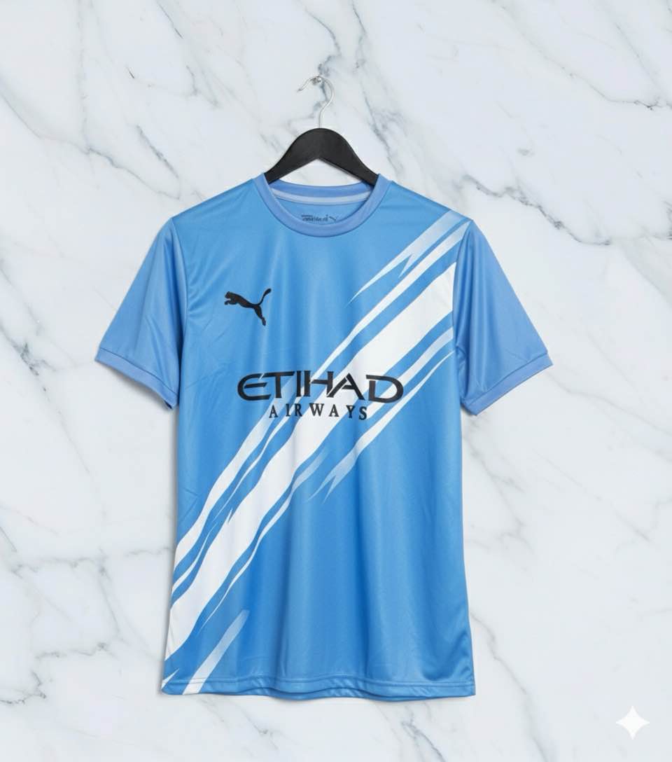 Manchester City Home Jersey 2025/26 With HAALAND 9 Print- T-Shirt for boys - football shirt for boys - manchester city offically jersey - dry fit football jersey