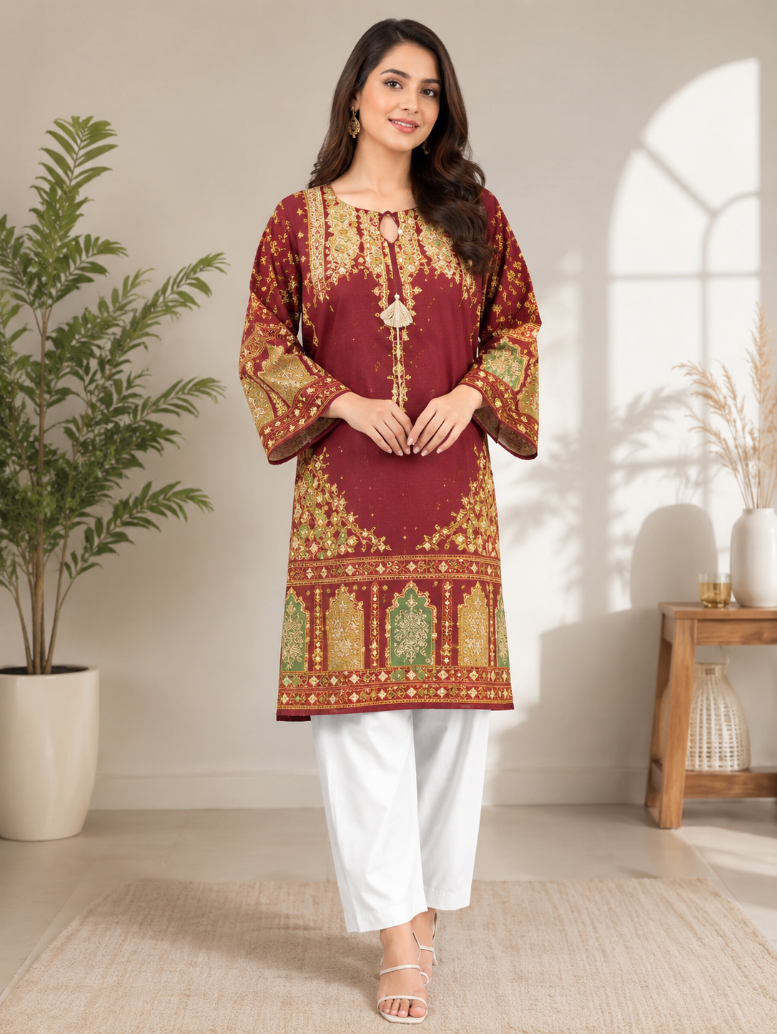 Printed Linen Shirts kurti For women Ladies And Girls