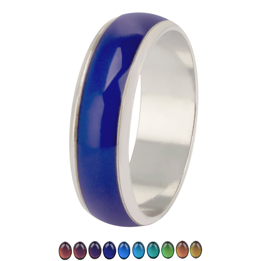 Cool Men Women's Changing Color Mood Rings Feeling Emotion Temperature Ring Wide 6mm Smart Jewelry Funny 