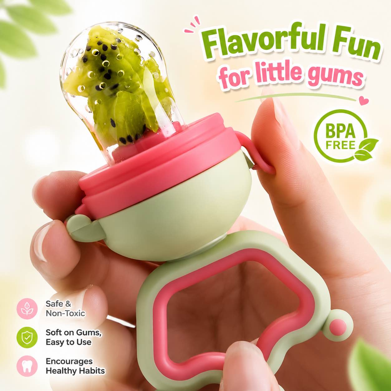 Baby Fruit Feeder Pacifier | Silicone Food Nibbler Teether | BPA Free Fresh Fruit Feeder for Babies