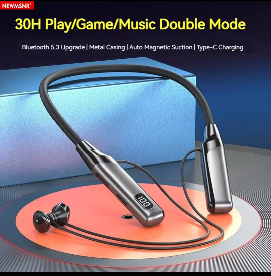 LED Neckband Bluetooth Earphones HiFi Sound Earbuds Noise Reduction Wireless Headphones Sports Gaming Neck-hanging Headsets
