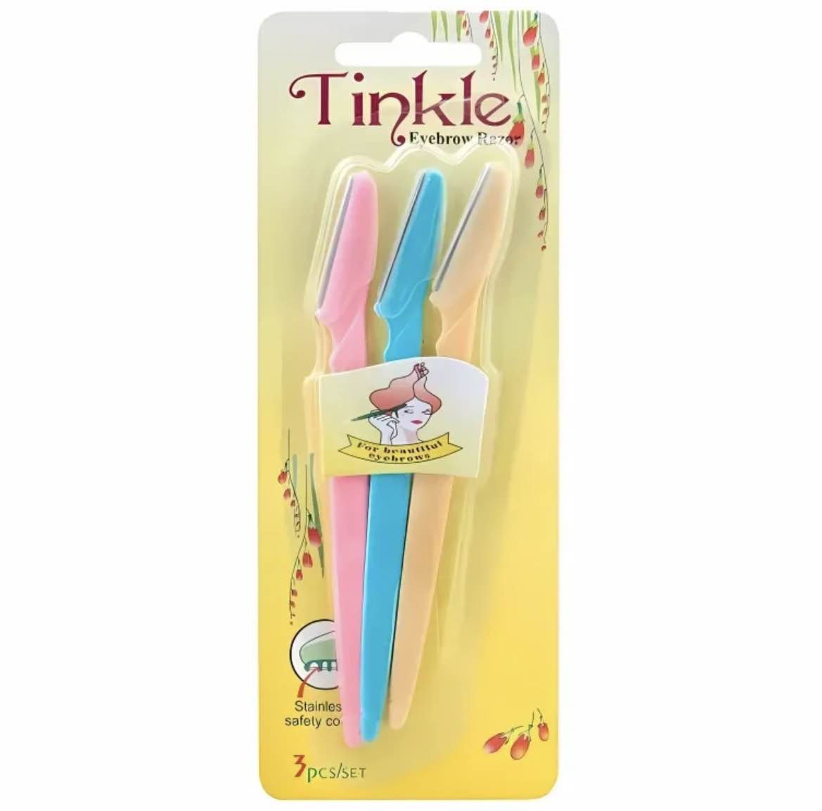 Tinkle Eyebrow Razors Pack of 3 – Facial Hair Remover for Women, Dermaplaning & Face Shaving Tool