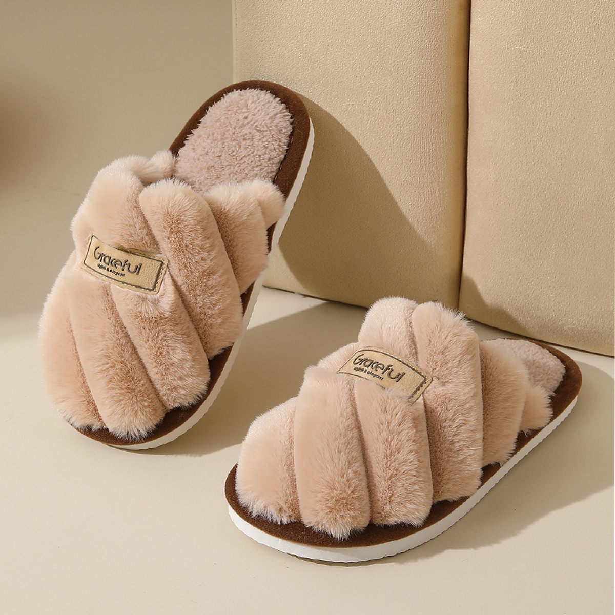 Winter Warm Plush Women Slippers Non Slip Soft Shoes Comfort Flat Heel Indoor Bedroom Couple's Slippers for Home Shoes