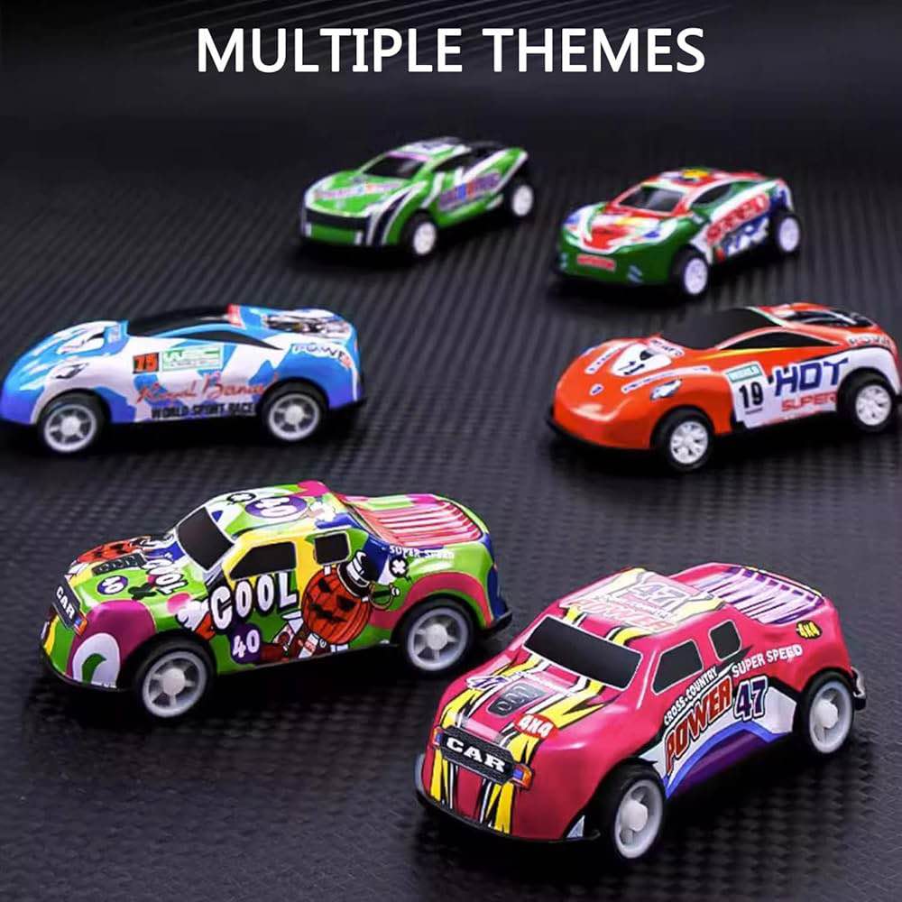 24 Pack Mini Diecast Metal Sports Car Model Toy Collection - Friction Powered Pull Back Racing Vehicles Set with Storage Organizer Box - Kids Gift Playset