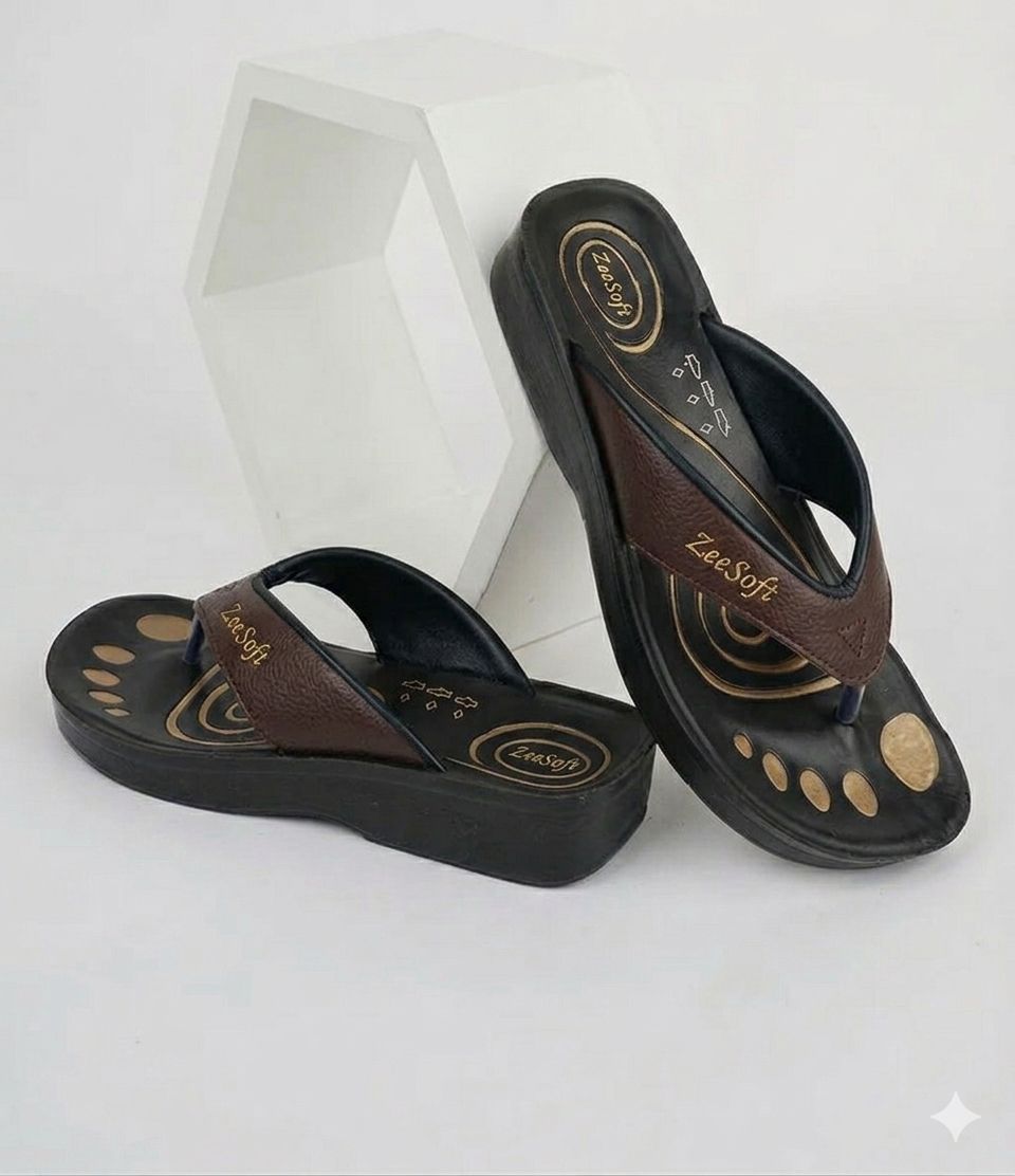 Synthetic Leather Wedge Sandals & Comfy Flip Flops for Women ZeeSoft Women PU Leather Slippers & chappals